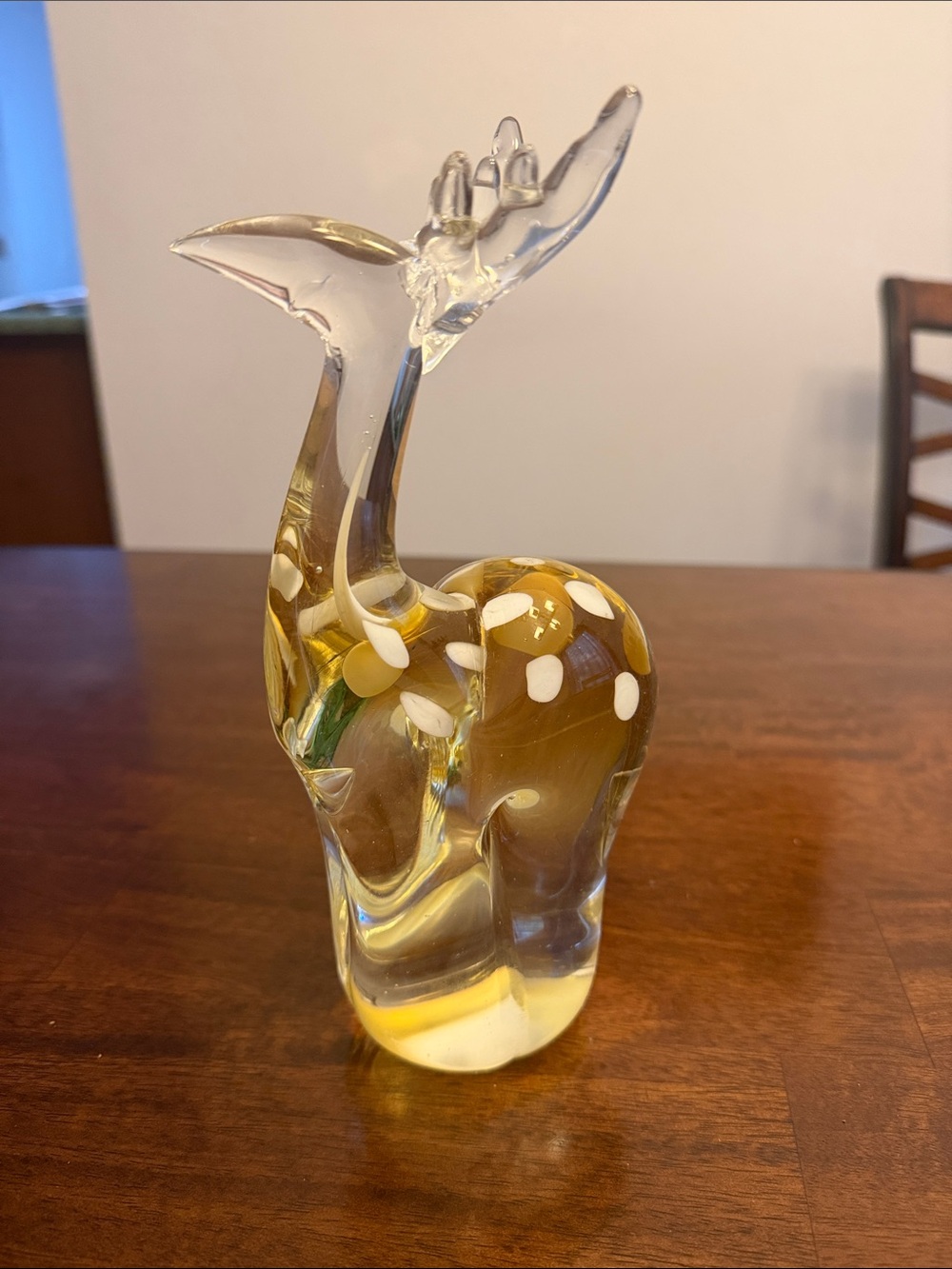 Amber and Clear Glass Deer Accent Figurine